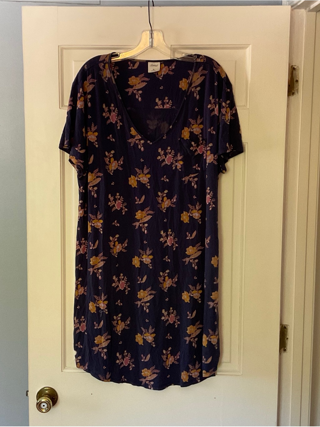 Soma Cool Nights Short Sleeve Sleep Shirt Nightgown Size Xl Blue Floral Lounge